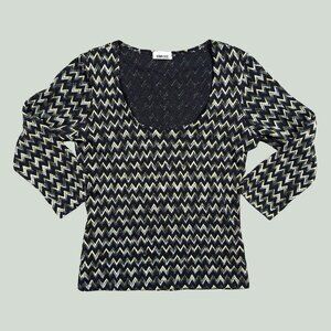 Star C.C.C. Vintage 90s Chevron Striped Scoop Neck Green Top Women's Large